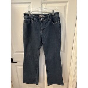 Chicos Platinum Bootcut Jeans Womens 0.5 (Actual 32x29.5) Short Blue‎ Dark Wash